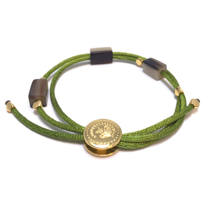 Armband Zebu Horn mit Satin Kordel Sterling Silber / vergoldet