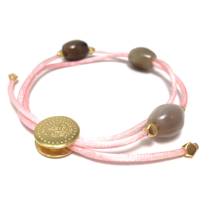 Armband Zebu Horn mit Satin Kordel Sterling Silber / vergoldet