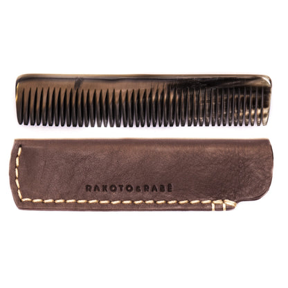 Horn Kamm mit Leder Etui